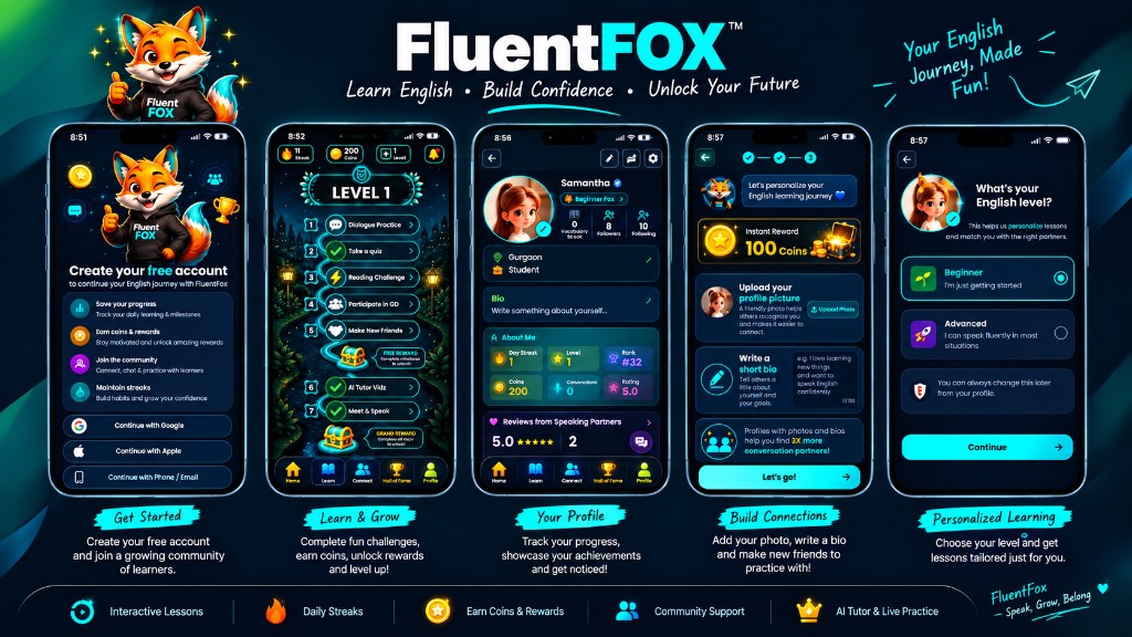 Fluent Fox AI — Build Your English Habit, One Level a Day!
