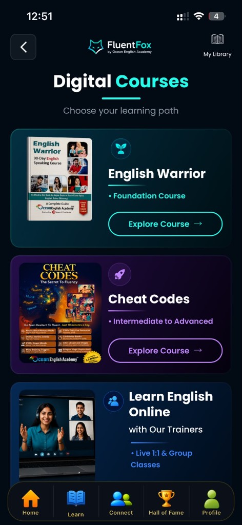 Digital courses and rewards in Fluent Fox AI